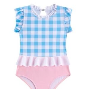 Blue and Pink Kids Swim One Piece